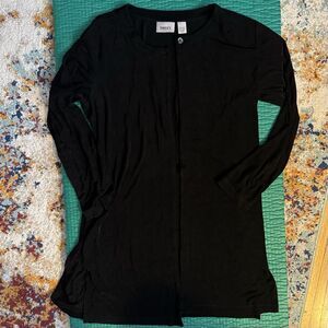 Vintage Chico's Travelers Open Front Cardigan Sz 3, 16 Black Stretchy USA Made